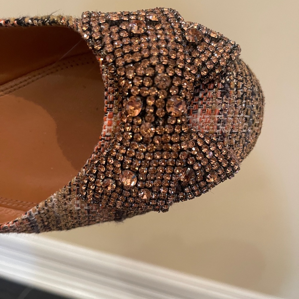 Tory Burch Crystal Bow Pink Tweed Ballet Flats in Rose Gold Broze - Picture 5 of 9